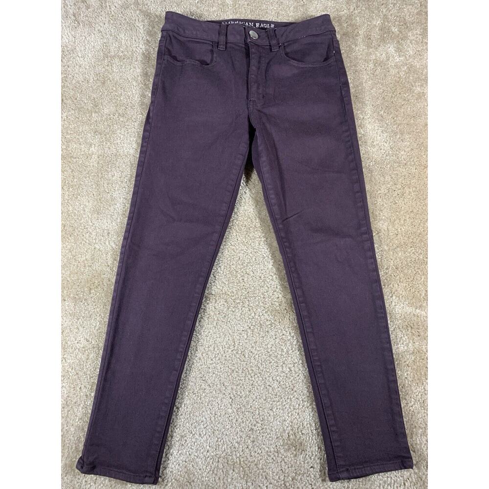 American Eagle Women’s Size 6 Long Burgundy Stretch Hi-Rise Jegging Cropped #340